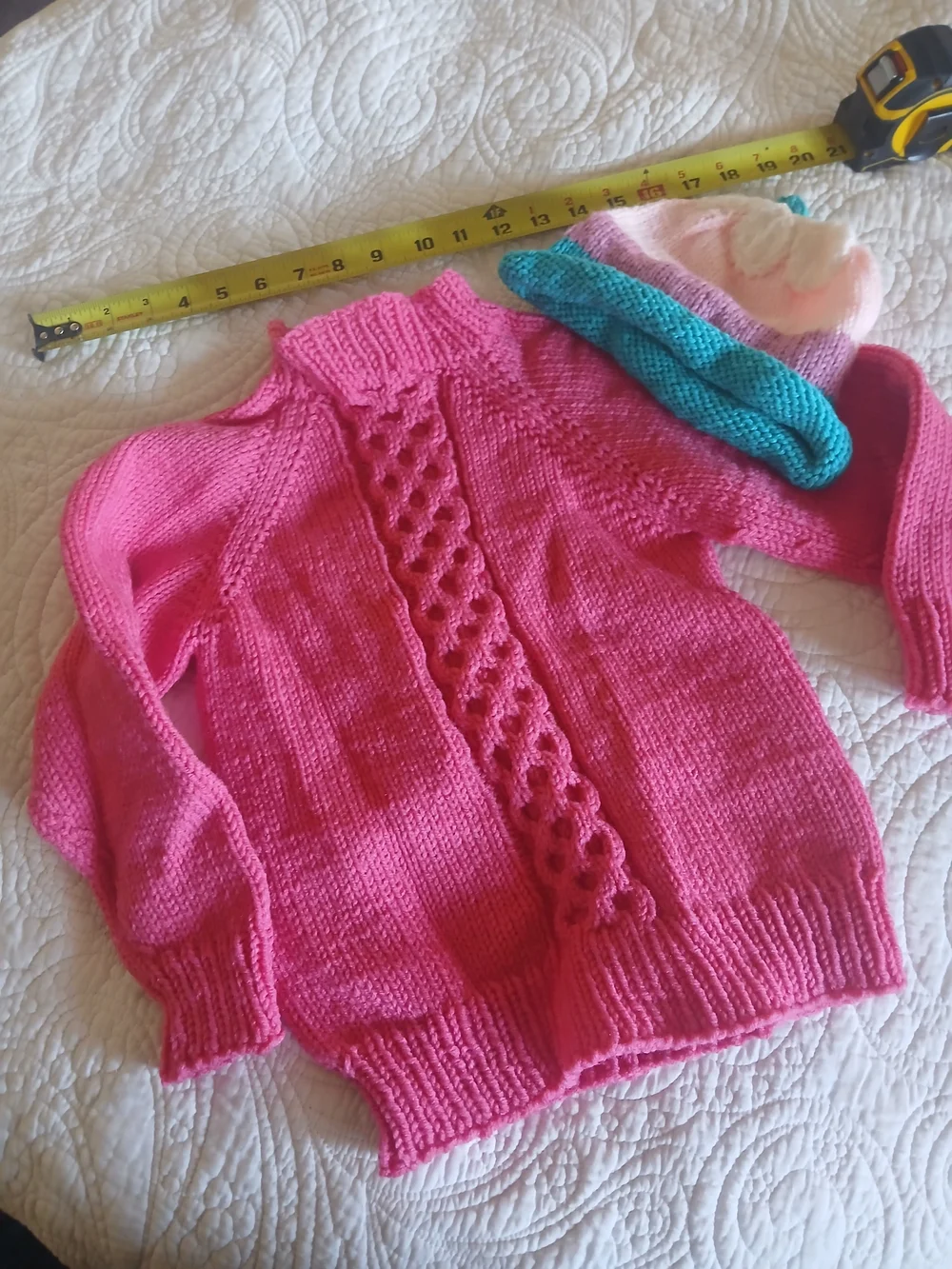 Various handknit toddler winter wear